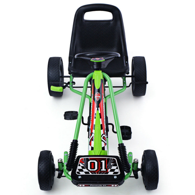 4-Wheel Kids Pedal Go-Kart Racer Car Ride-On Outdoor Play Toy for Ages 3-8