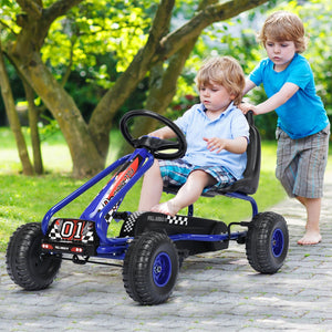 4-Wheel Pedal Powered Go-Kart Ride-On Car with Adjustable Seat for Kids Ages 3-8