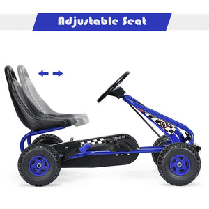 4-Wheel Pedal Powered Go-Kart Ride-On Car with Adjustable Seat for Kids Ages 3-8