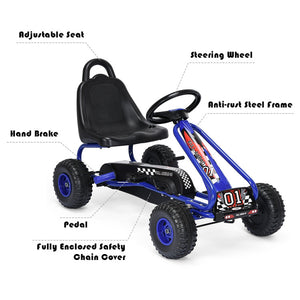 4-Wheel Pedal Powered Go-Kart Ride-On Car with Adjustable Seat for Kids Ages 3-8