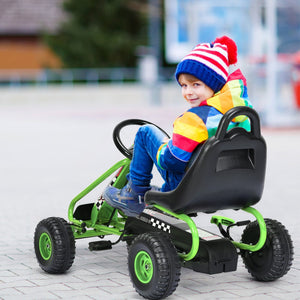 4-Wheel Pedal Powered Go-Kart Ride-On Car with Adjustable Seat for Kids Ages 3-8