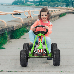 4-Wheel Pedal Powered Go-Kart Ride-On Car with Adjustable Seat for Kids Ages 3-8