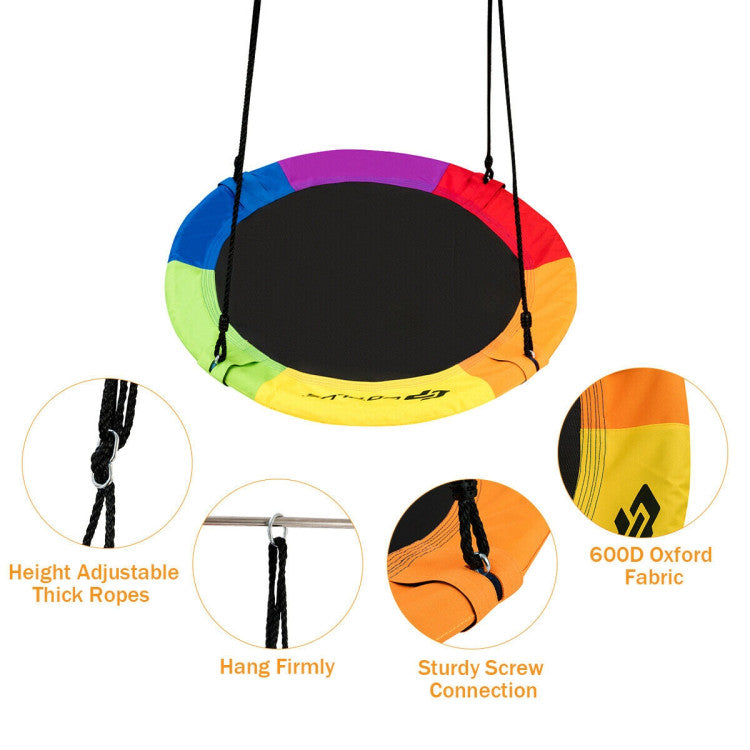 40in Kids Outdoor Flying Saucer Tree Swing - Adjustable, Durable Playset for Backyard Fun