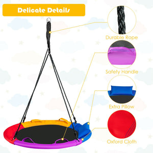 40in Saucer Tree Swing for Kids - Outdoor Round Platform with Pillow and Handle