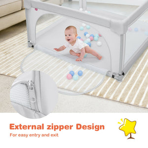 47x47 Inch Baby Playpen with 50 Ocean Balls – Safe Play Area for Infants