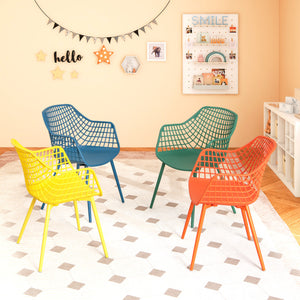 4-Piece Kids Chairs with Ergonomic Armrests and Curved Backrest for Comfort