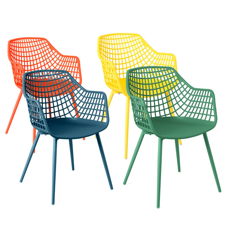 4-Piece Kids Chairs with Ergonomic Armrests and Curved Backrest for Comfort