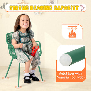 4-Piece Kids Chairs with Ergonomic Armrests and Curved Backrest for Comfort