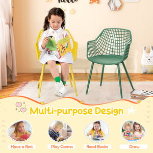 4-Piece Kids Chairs with Ergonomic Armrests and Curved Backrest for Comfort