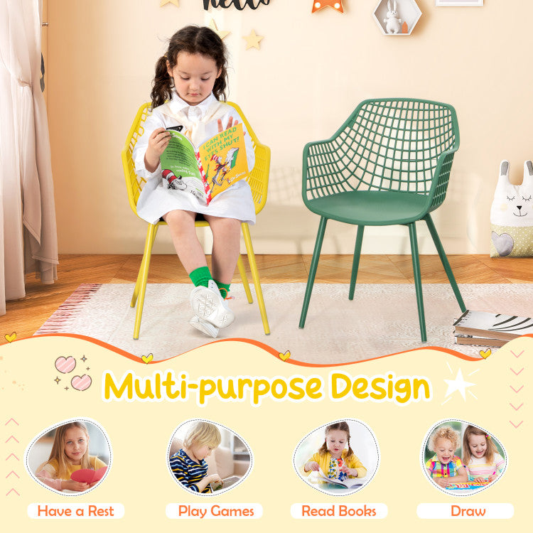 4-Piece Kids Chairs with Ergonomic Armrests and Curved Backrest for Comfort