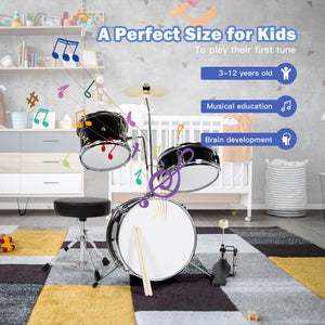 5-Piece Junior Drum Set for Kids - Complete Beginner Drum Kit with 5 Drums