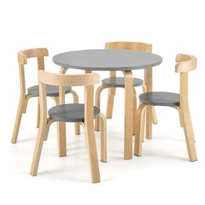 5-Piece Kids Wooden Table & Chair Set with Curved Back and Toy Bricks - Activity Fun