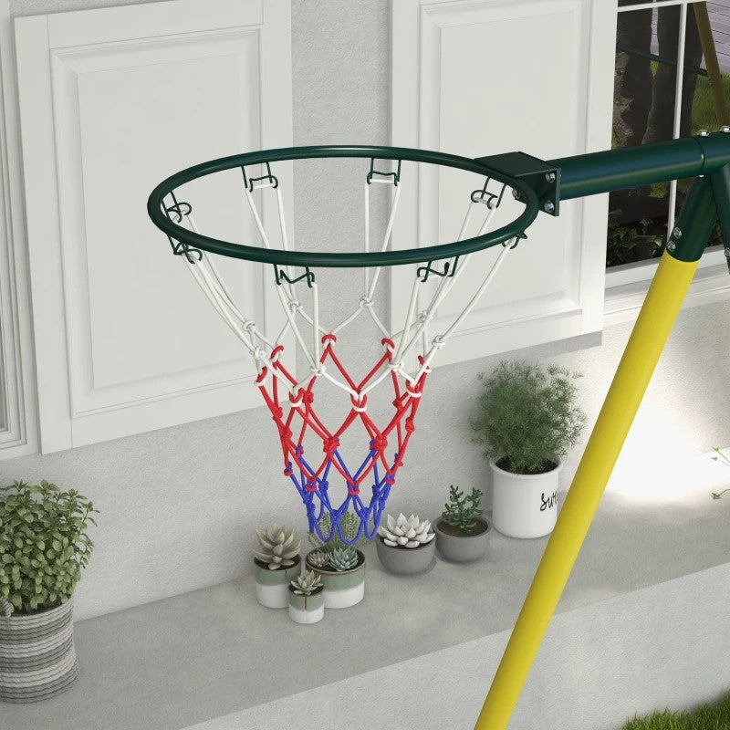5-in-1 Metal Swing Set for Backyard, Holds 440 lbs, Ages 3-8, Yellow