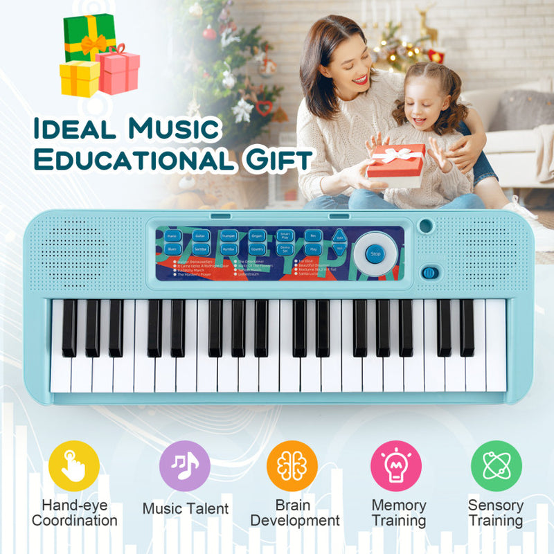 Kids Piano Keyboard 37-Key Kids Toy Keyboard Piano with Microphone for 3+ Kids