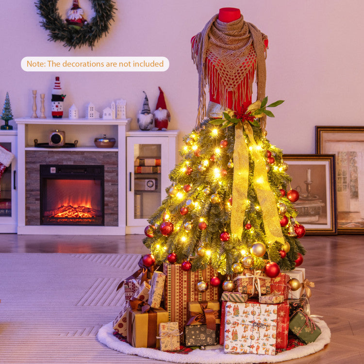 5 FT Pre-Lit Artificial Christmas Tree Dress Form – Mannequin Style Holiday Decor