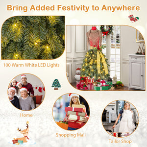 5 FT Pre-Lit Artificial Christmas Tree Dress Form – Mannequin Style Holiday Decor