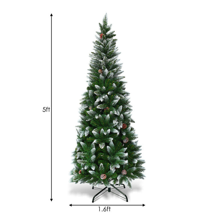 5-foot artificial Christmas tree with measurements on a white background
