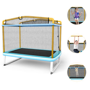 6-Foot Rectangle Trampoline with Swing, Horizontal Bar & Safety Net - Safe Outdoor Playset