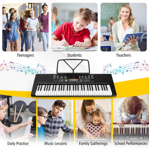 61-Key Electronic Keyboard Piano with LED Display, 3 Teaching Modes & Dual Keyboard Function