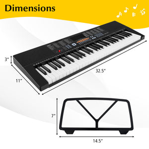 61-Key Electronic Keyboard Piano with LED Display, 3 Teaching Modes & Dual Keyboard Function