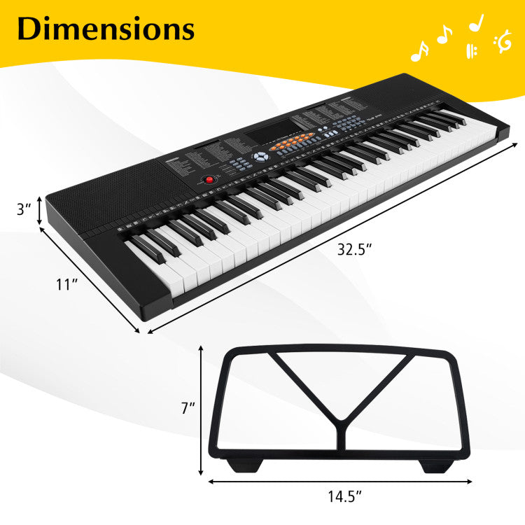 61-Key Electronic Keyboard Piano with LED Display, 3 Teaching Modes & Dual Keyboard Function