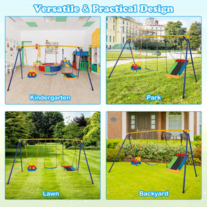 660 lbs Heavy Duty Carbon Steel Swing Frame with 3 Swings - Durable Playground Equipment