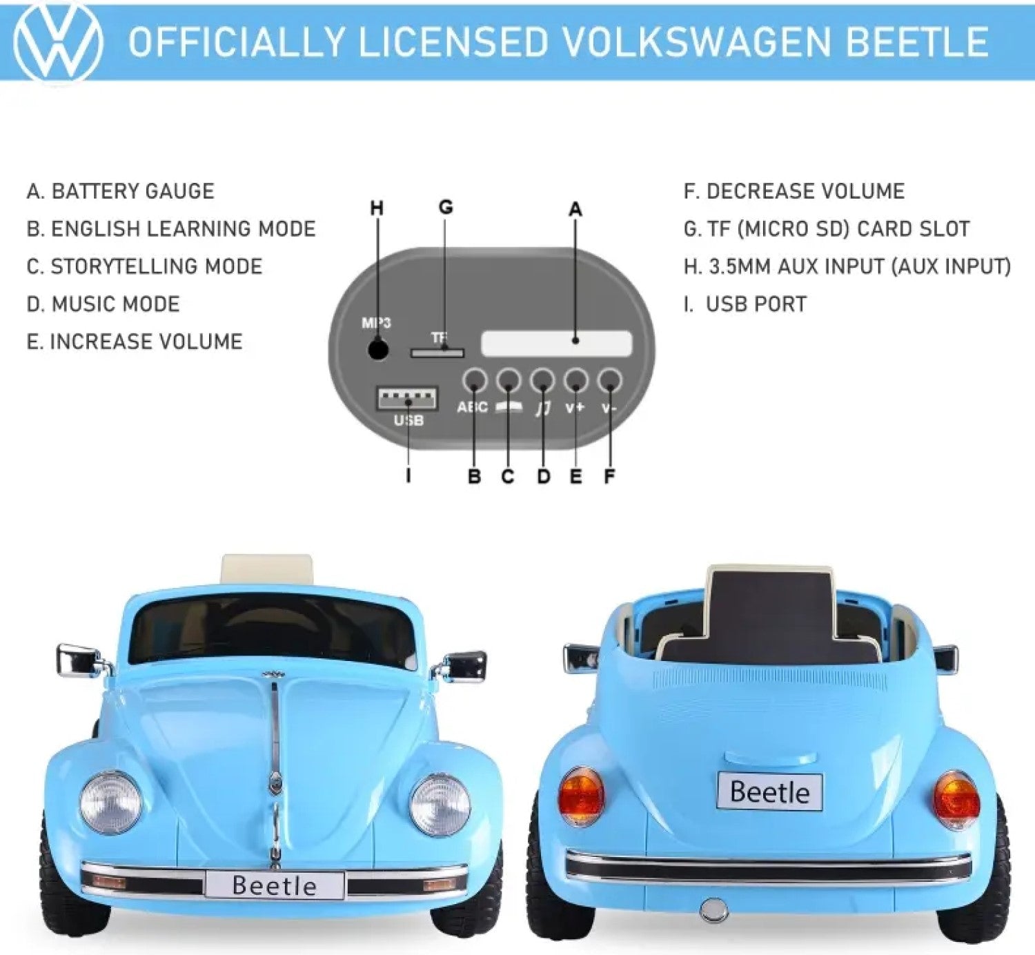 6V Licensed Volkswagen Beetle Ride-on Kids Electric Car