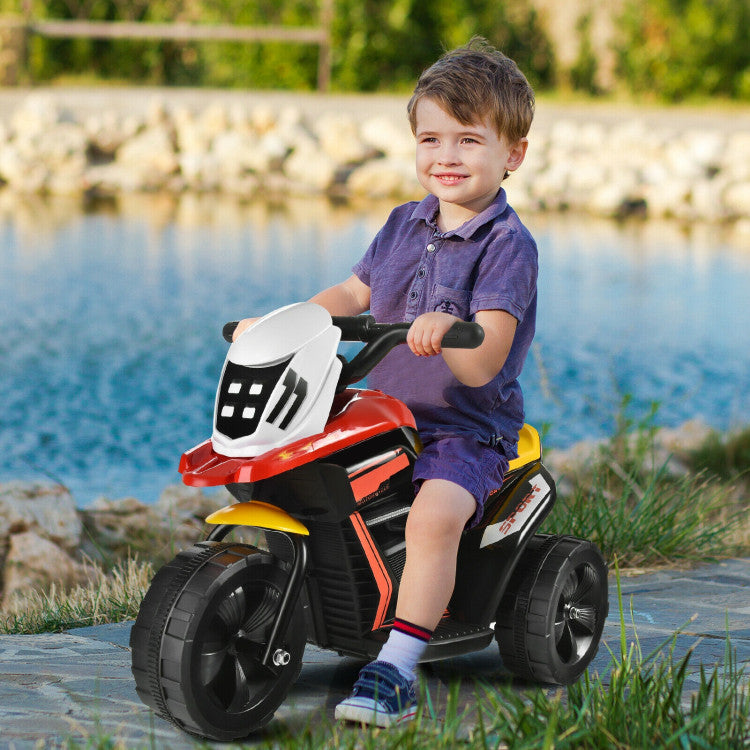 6V 3-Wheel Electric Ride-On Motorcycle Trike with Music, Horn, and LED Headlights