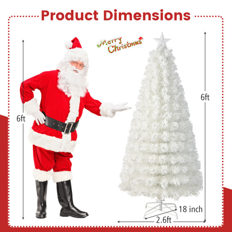 Pre-Lit Snow-Flocked Fiber Optic White Artificial Christmas Tree