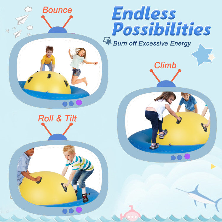 7.5-Foot Giant Inflatable Dome Rocker Bouncer for Kids with 6 Built-in Handles