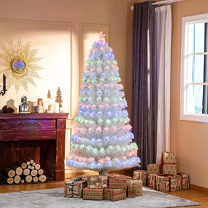 7ft Tall Artificial Christmas Tree with 280 Multi-Color Fiber Optic LED Lights