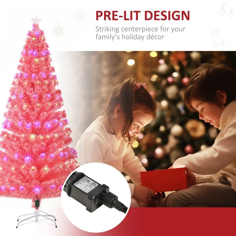 7ft Tall Artificial Christmas Tree with 280 Multi-Color Fiber Optic LED Lights