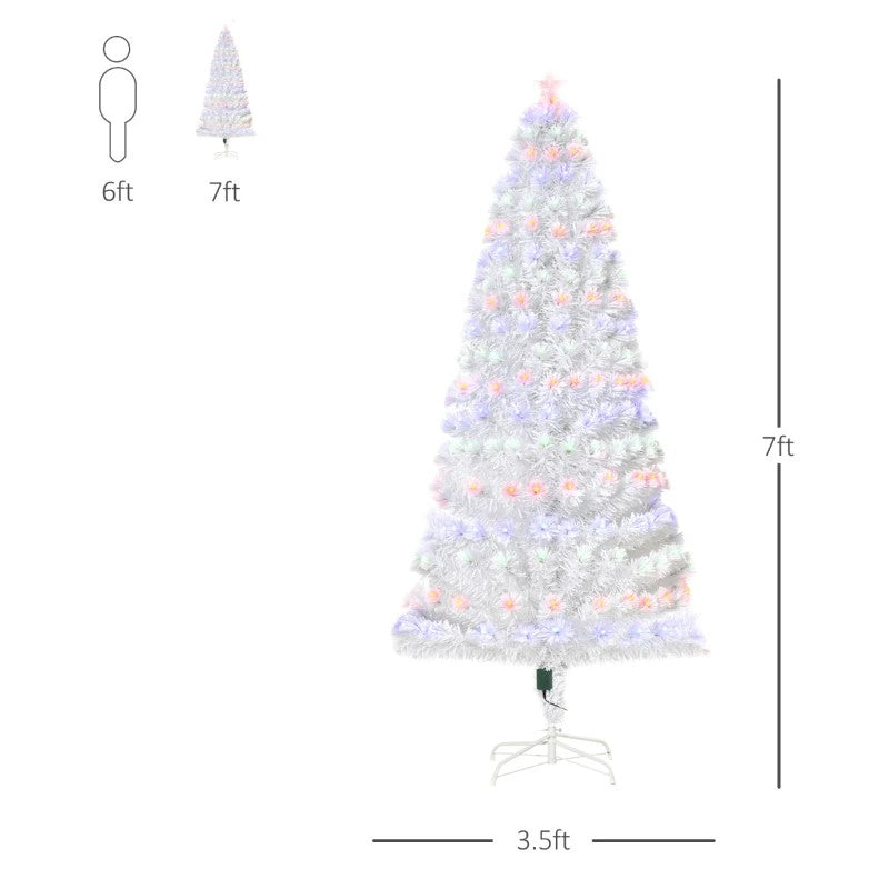 7ft Tall Artificial Christmas Tree with 280 Multi-Color Fiber Optic LED Lights