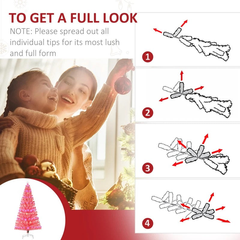 7ft Tall Artificial Christmas Tree with 280 Multi-Color Fiber Optic LED Lights