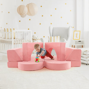 8-Piece Kids Modular Play Sofa with Removable Covers for Playroom & Bedroom Furniture