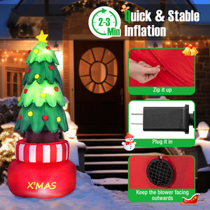 8ft outdoor inflatable Christmas tree with weather-resistant fabric and stable base