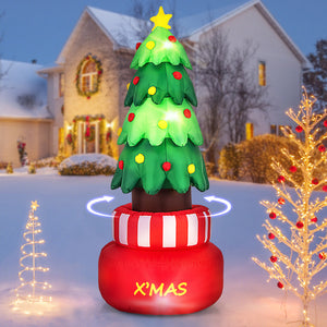 8-foot rotating inflatable Christmas tree with built-in LED lights for festive outdoor display