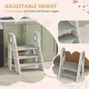 Adjustable Foldable Kitchen Stool Helper with Handles for Kids – Non-Slip Design