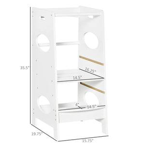Adjustable Kids Kitchen Stool – White Counter Step Stool for Toddlers