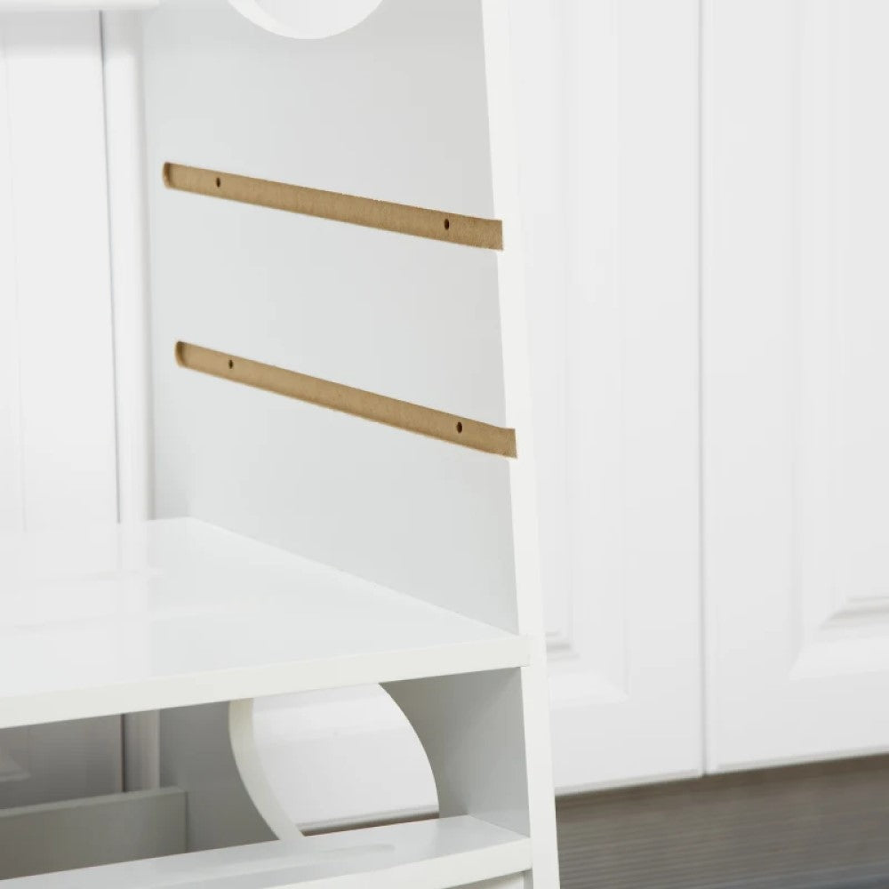 Adjustable Kids Kitchen Stool – White Counter Step Stool for Toddlers