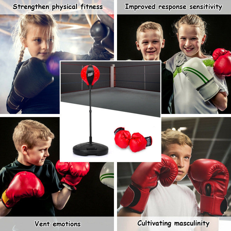 Adjustable Kids Punching Bag Toy Set with Boxing Gloves for Active Playtime - Toy Sports for Preschoolers