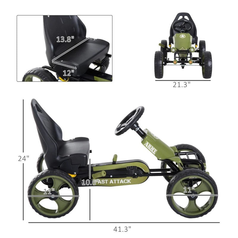 Adjustable Pedal Go Kart for Kids Ages 3-6 – Green Ride-On Toy for Boys and Girls