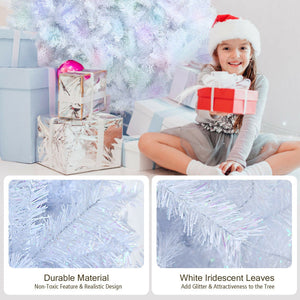 Artificial Christmas Tree with Iridescent Tips and Sturdy Metal Base