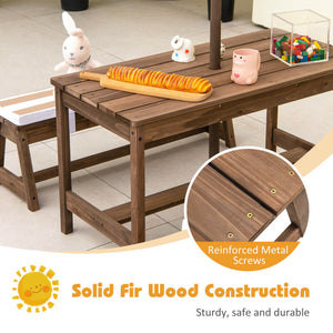 Kids Picnic Table Set with Cushions & Height Adjustable Umbrella - Outdoor Fun