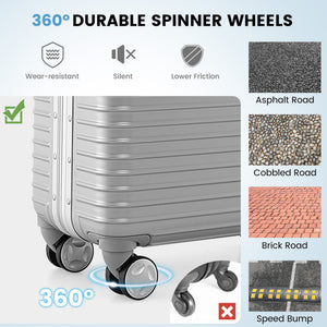 16" Underseat Carry-On Luggage with Spinner Wheels & Laptop Compartment for Travel