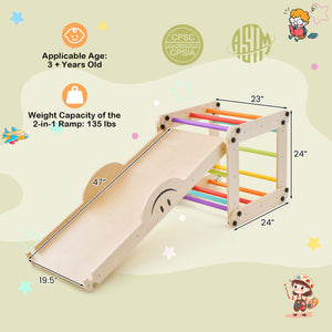 Indoor Climbing Triangle Ladder Toy with Reversible Ramp | Kids' Jungle Gym Set