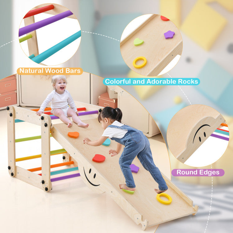 Indoor Climbing Triangle Ladder Toy with Reversible Ramp | Kids' Jungle Gym Set