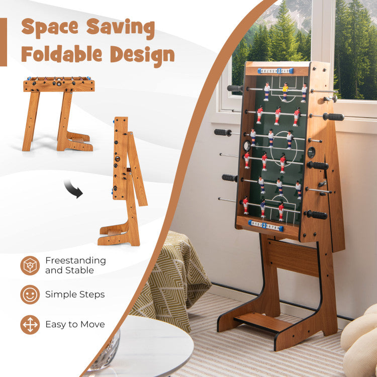 Compact Table Football with Durable Handles & 2 Footballs – Space-Saving Design