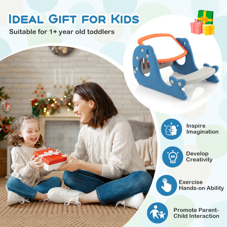 Convertible Kids Activity Table Set Toddler Easel with Erasable Whiteboard