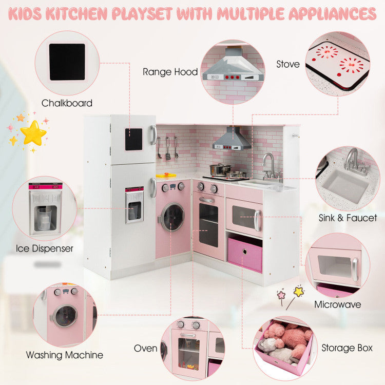 pretend kitchen pink playset
